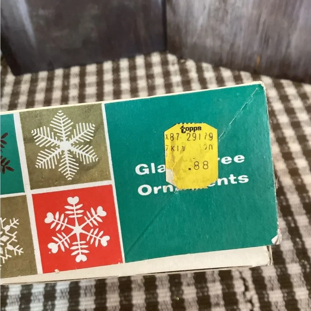 Vintage Silver Holiday Glass Christmas Ornaments Franke Sons Made USA Boxed Set